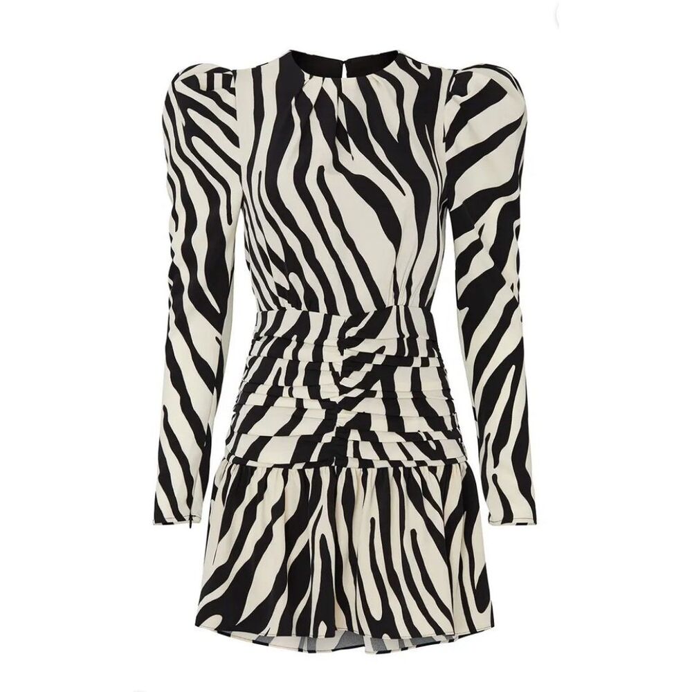 Ronny Kobo Collection Black and White Zebra Print Mini Dress